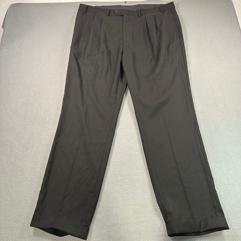 Lauren Ralph Lauren Mens 40x32 Black Pleated Cuffed Dress Pants Trousers